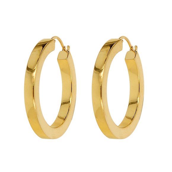Classy Dangle Hoop Earrings 14K Yellow Gold - Picture 2 of 4